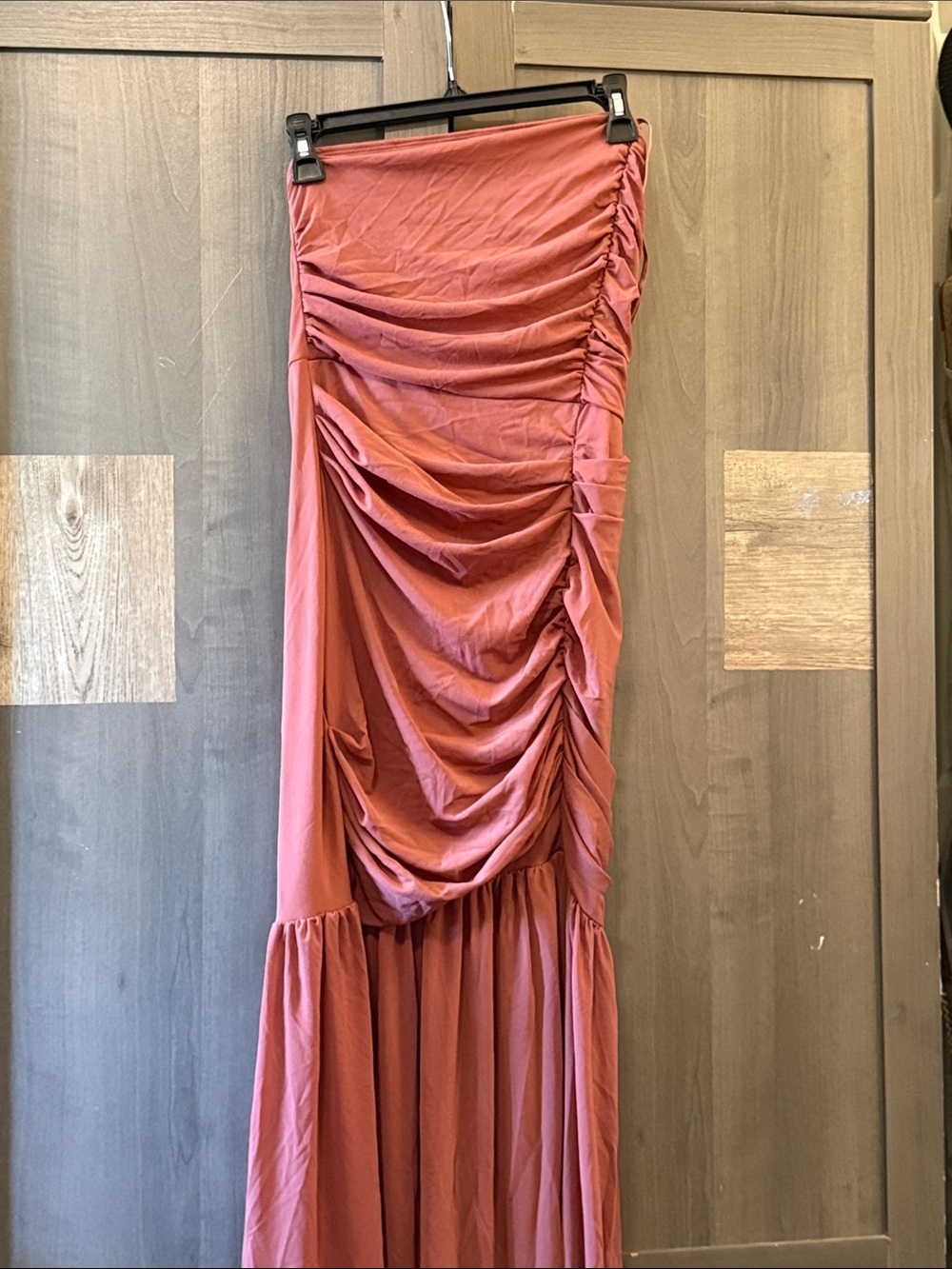 SHEIN Rust Ruched Maxi Dress